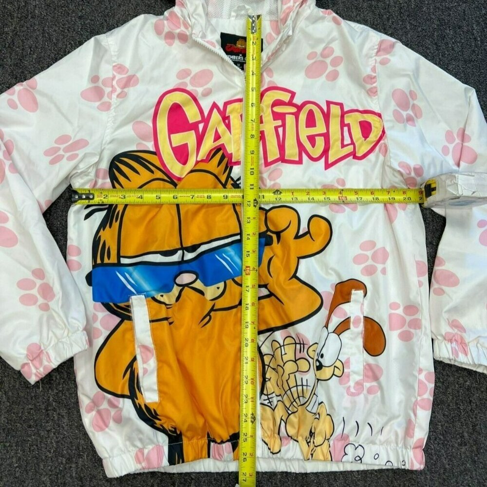 Members Only Garfield & Odie Paw Print Graphic Windbreaker Jacket Cartoon M - Picture 14 of 16